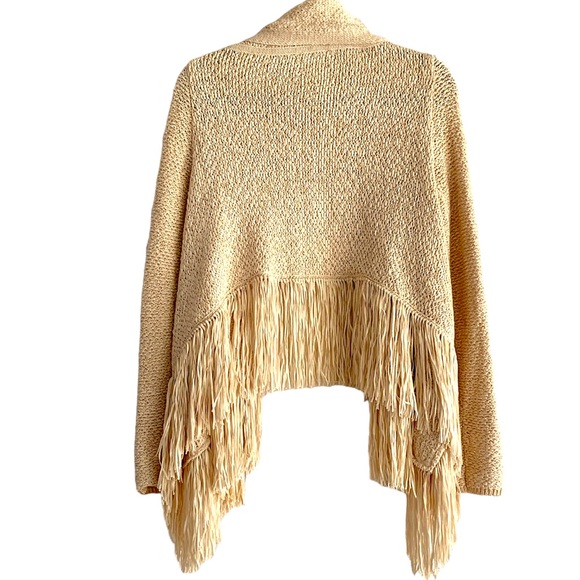 BCBGMAXAZRIA open front, shawl collar fringe cardigan wrap sweater. Size s/xs - Picture 3 of 11